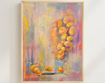 Onion Still Life Painting, Large Farmhouse Kitchen Wall Art Print (Digital Download)