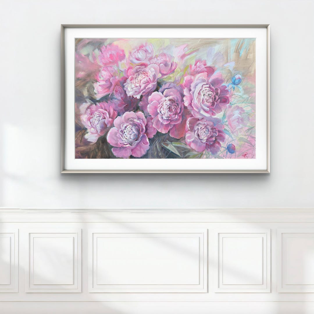 Pink Peonies Artwork Print, Floral Bouquet Printable Art (digital ...