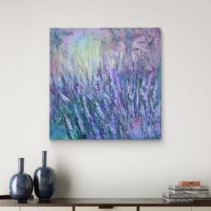 Original Oil Painting of Lavender, Lavender Field Oil Painting on Canvas, Purple flowers Landscape | Floral Wall Art, Christmas gift