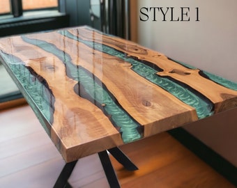 Custom Resin River Table | Live Edge Table | Walnut WoodEpoxy River Table | Handmade Resin Dinning Table | Resin Coffee Table | Side Table