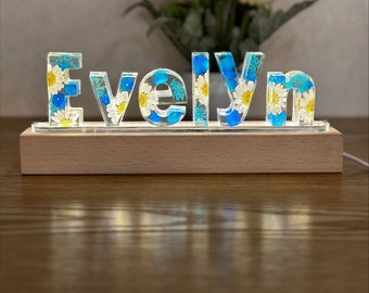 Personalized Epoxy Letter Lamp | Custom Resin Table Letter Lamp | Epoxy led name light Lamp | Home Decor Unique Gift | Custom Handmade Lamp