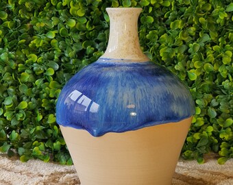 Vase Fait main Bleu Profond et Nacré