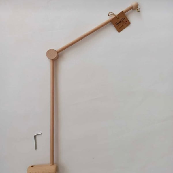 Baby mobile arm, Wooden baby mobile holder, Crib baby mobile attachment, Nursery mobile stand