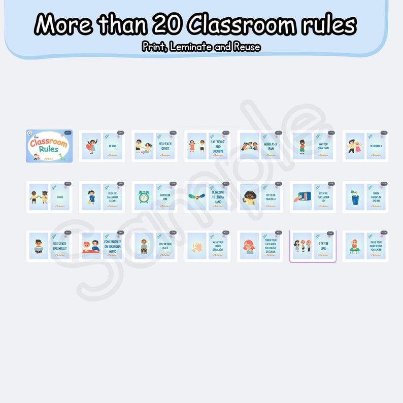 Classroom Rules Posters – 21 Printable A4 Sheets | Instant Digital ...