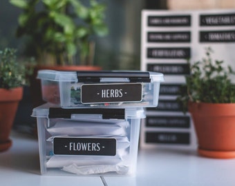 Gardening Stickers to organize your seed types and more. Garden stickers sheet, plant seed organizer, seed packet organization.