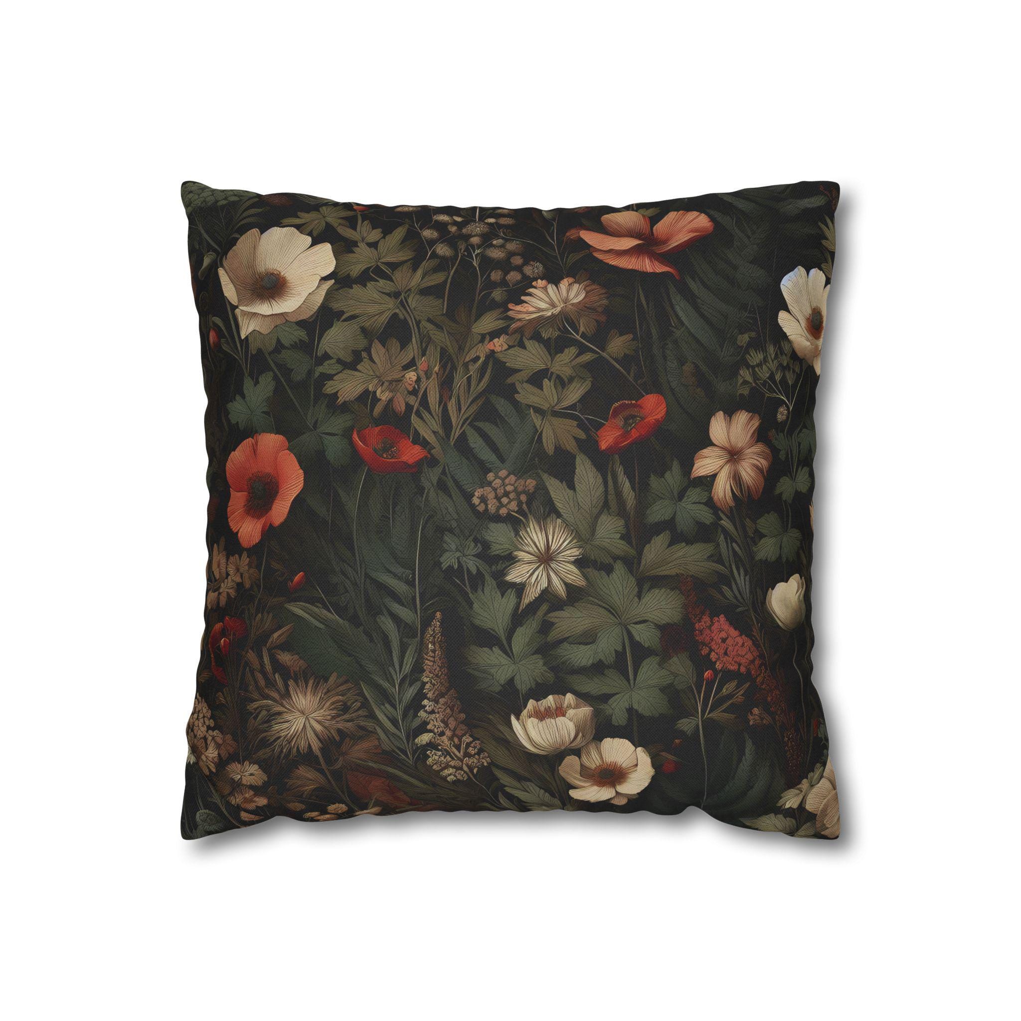 Earthy Cherry Floral Throw Pillow Cover Multiple Sizes Wildflowers…