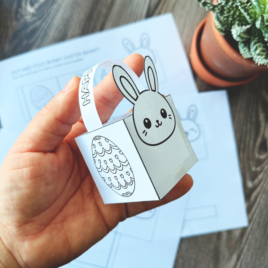Easter Basket Paper Craft | Printable Coloring, Cut & Glue Activity for ...
