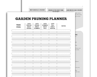 Garden Pruning Planner: Printable PDF Guide for Home Gardeners (Instant Download A4 Size)