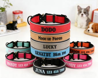 Custom Dog Collar, Personalized Dog Collar, Embroidered Dog Collar with Name and Phone Number, Gift for Dog Mom/Dad, Dog Collar & Leash Set