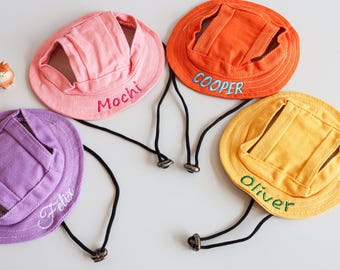Custom Embroidered Name Bucket Hat for Cat, Adjustable Pet Sun hat, Personalized Fisherman Cap for Dogs & Cats, Custom Pet lover Gift