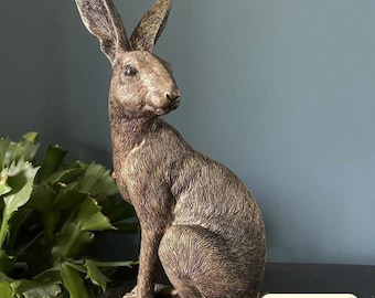 Luxury Brass Bronze Hare Ornament, Unique Animal Garden Decor, Home Decor, Rabbit Garden Decor, Brass Antique Finish, Unique Animal Gift