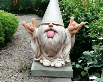 Funny Rocker Gnome, Resin Garden Gnome, Unique Garden Gnomes, Quirky Outdoor Statues, Garden Home Decor, Garden Ornament, Garden Gifts