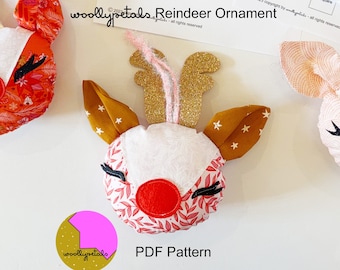 woollypetals Reindeer Ornament Pattern - PDF Digital Download