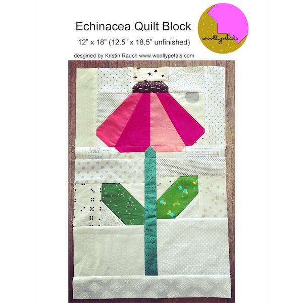 Echinacea Quilt Block PDF Pattern by woollypetals