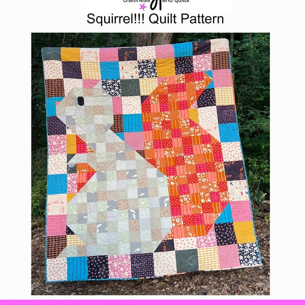 Squirrel!!! Quilt PDF Pattern Download by woollypetals