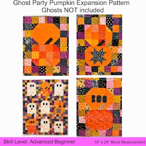 Op de afbeelding: Een digitaal downloadpatroon voor een Halloween-deken met een pompoen en geesten. Het patroon is voor een dekenblok van 45,72 cm bij 60,96 cm. Het patroon is ontworpen door Kristin Rauch en is beschikbaar op de website woollypetals.com.