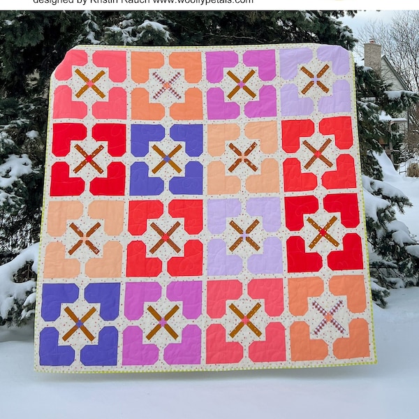 Hearts All Around Quilt PDF Pattern Download by woollypetals