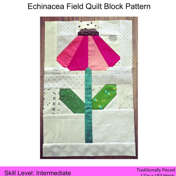 Echinacea Quilt Block PDF Pattern by woollypetals