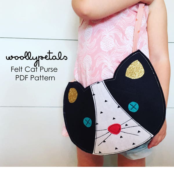 PDF Pattern - Woollypetals Felt Cat Purse