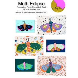 PDF Pattern  Moth Eclipse FPP Quilt Block  PDF Download image 1
