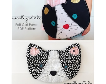 PDF Pattern Bundle  - Woollypetals Cat Pouch & Felt Cat Purse