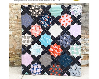 Floored10 Quilt PDF Pattern Download by woollypetals - Layer Cake Friendly