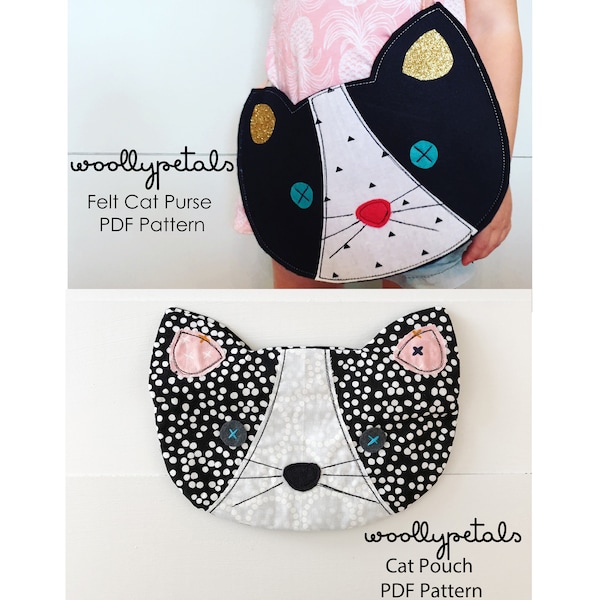 PDF Pattern Bundle  - Woollypetals Cat Pouch & Felt Cat Purse