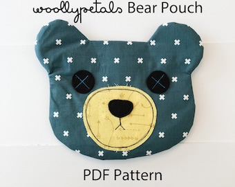 PDF Pattern - Woollypetals Zippered Bear Pouch