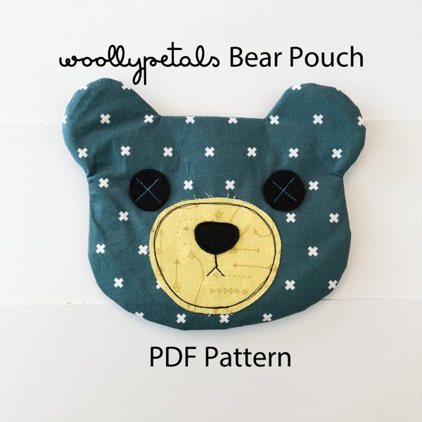 PDF Pattern - Woollypetals Zippered Bear Pouch