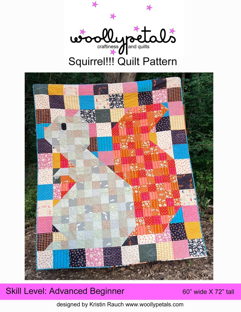 Squirrel Quilt PDF Pattern Download by woollypetals image 1