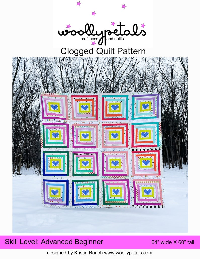 Clogged Quilt PDF Pattern Download by woollypetals image 1