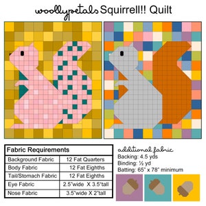 Squirrel Quilt PDF Pattern Download by woollypetals image 4