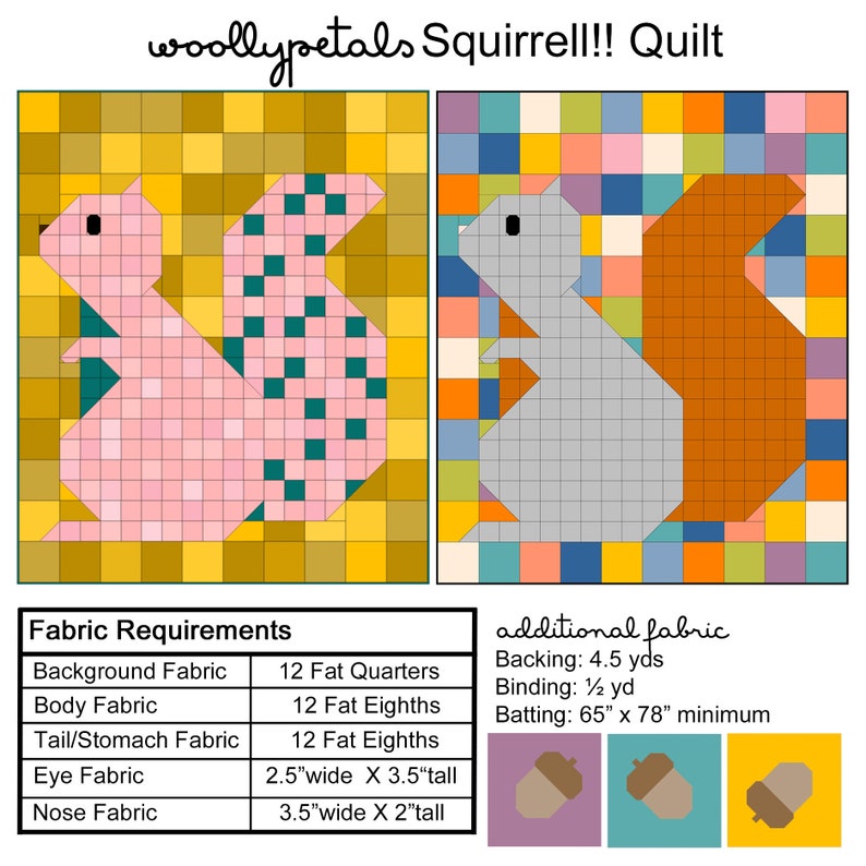 Squirrel Quilt PDF Pattern Download by woollypetals image 4