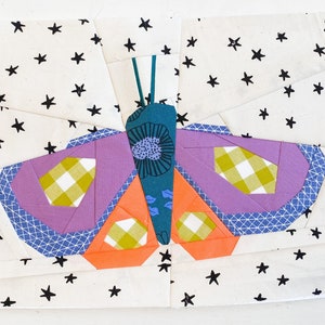 Moth Eclipse FPP Quilt Block PDF Pattern Download by woollypetals image 4