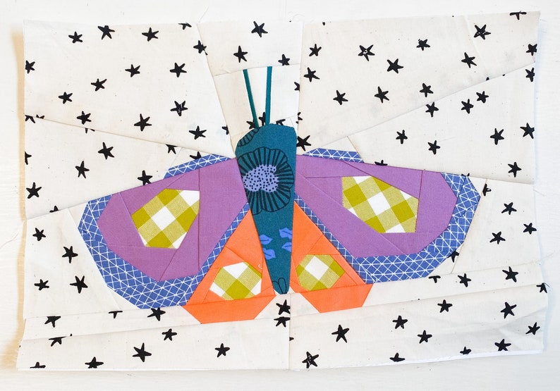 Moth Eclipse FPP Quilt Block PDF Pattern Download by woollypetals image 4