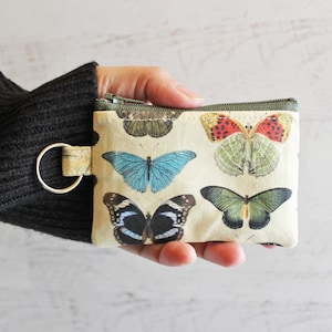 Vintage butterflies tiny change purse / lip gloss holder