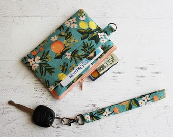 Rifle paper co citrus ID / mini wristlet wallet - small zipper pouch