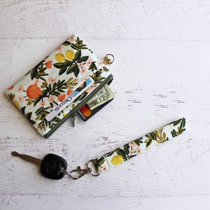 Citrus ID case, gifts for mom, zippered pouch and wrist strap image 1