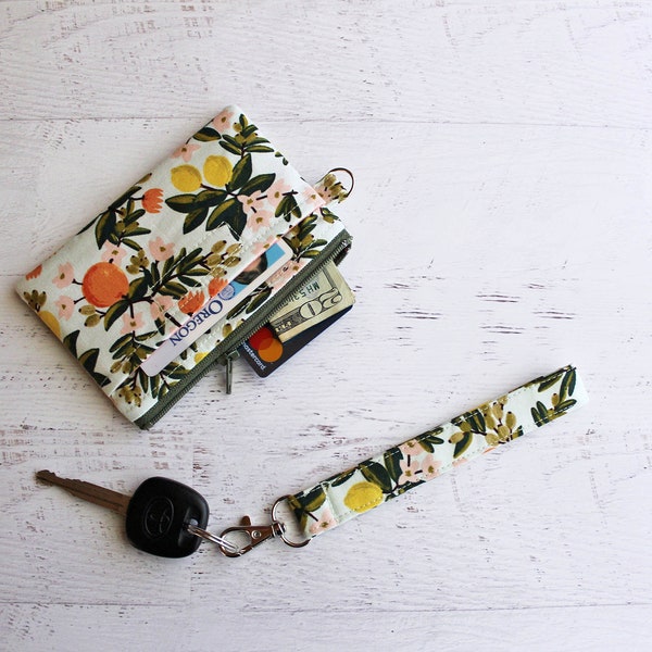 Citrus ID case, gifts for mom, zippered pouch and wrist strap