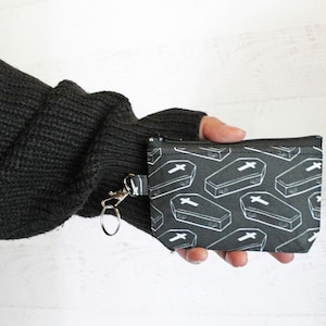 Coffin Print ID Holder Keyring Pouch: Goth Accessories