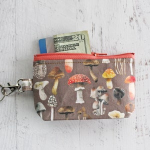 Mushrooms keyring zippered pouch