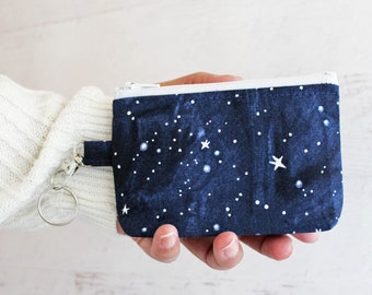 small galaxy star print blue pouch