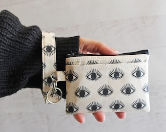 ID case - gift ideas for her - all seeing eye ID / mini wristlet wallet - evil eye esoteric bag