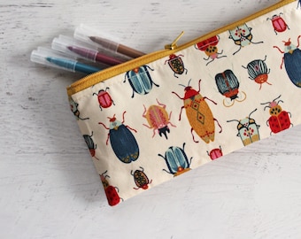 Insects - pen and pencil pouch - bullet journal pen bag - entomology gift ideas