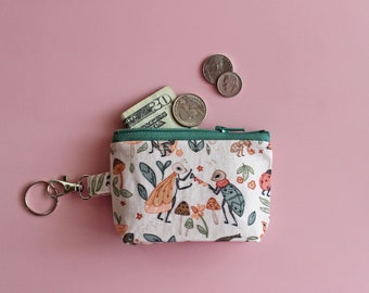 Tiny insect party print zipper pouch - gift ideas under 10 - change purse - lippie holder