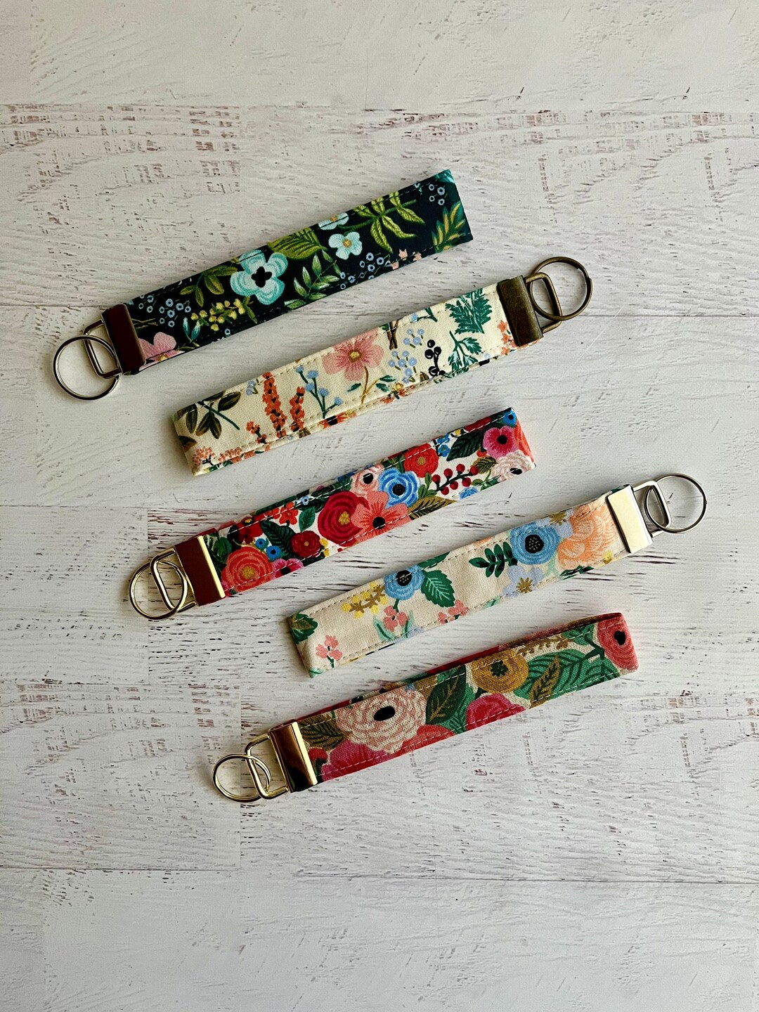 Floral Fabric Key FOB Gifts for Her Under 10 Flower Key Chains Wrist