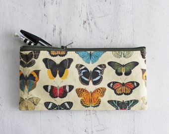 Pen and pencil pouch organizer zipper bag - vintage butterfly bullet journal pen holder