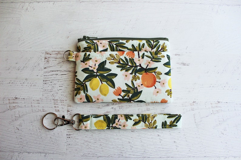 Citrus ID case, gifts for mom, zippered pouch and wrist strap image 5