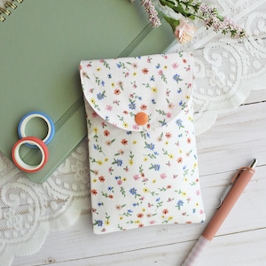 Ditsy Floral Print Cotton Pen Pouch with Snap Closure
