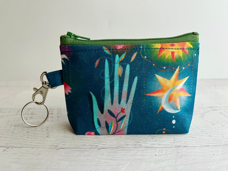 Esoteric teal keyring small zipper pouch ID holder gift ideas under 15 image 5